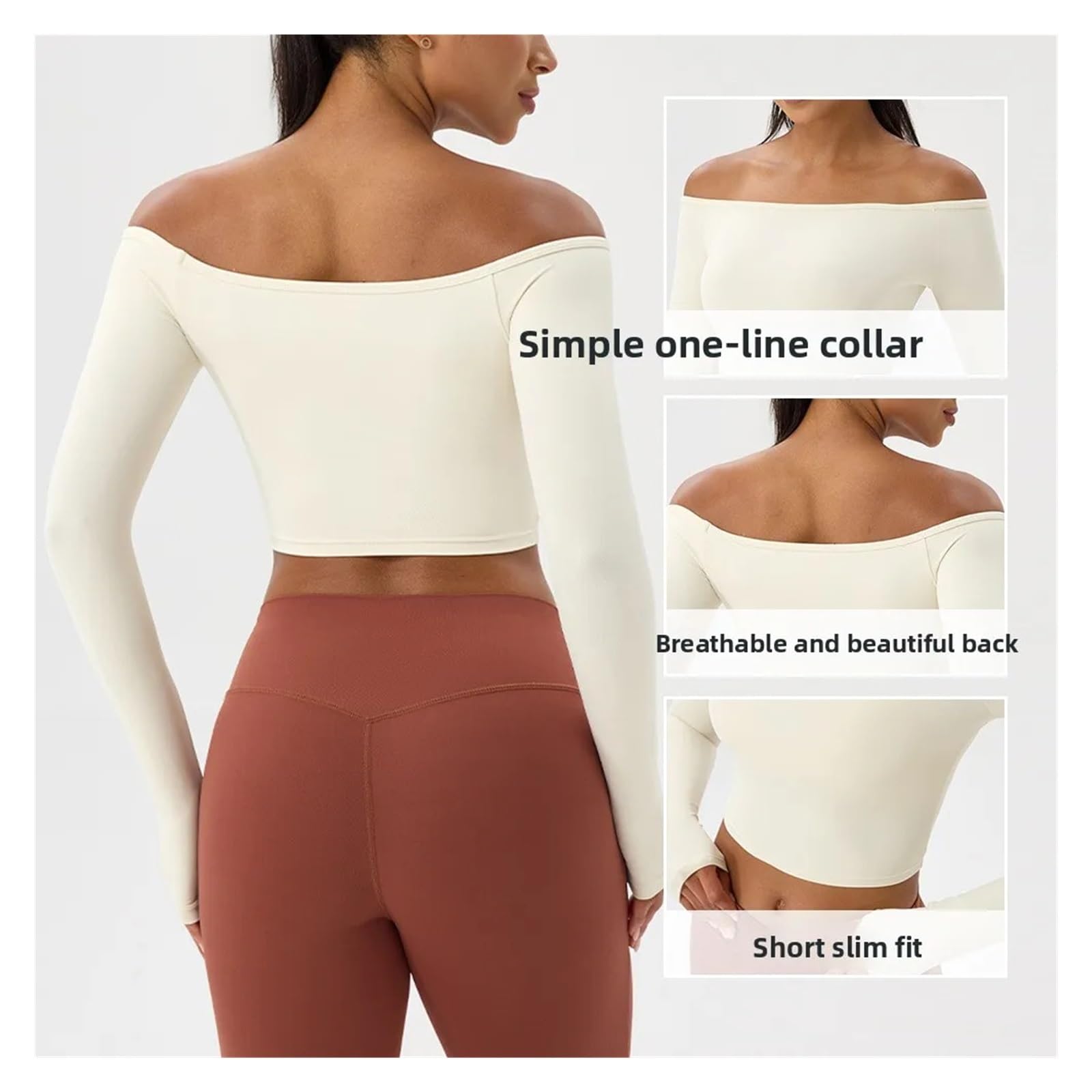 Top Yoga a Maniche Lunghe Donna Maglietta Yoga a Maniche Lunghe | Abbigliamento fitness aderente monospalla da donna Top Nude Feel Camicie da yoga