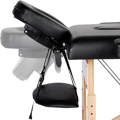 Miniatura 9 de Topeakmart Mesa de spa ajustable de 3 pliegues, cama de masaje portátil, cama de salón de belleza, sofá de masaje profesional de esquina redonda