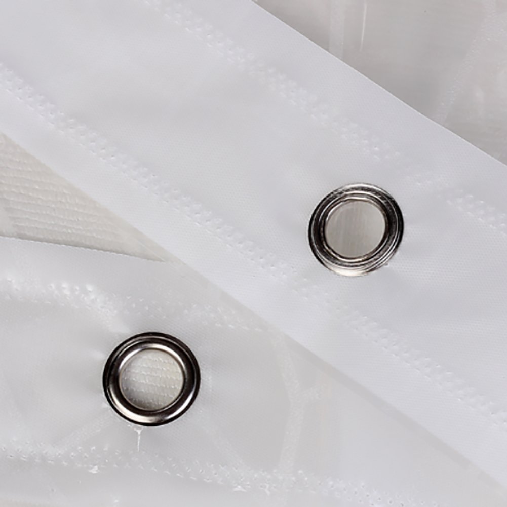 Rideau de douche géométrique, Rideau de douche tissu Rideau de douche Épais Imperméable Translucide Environnement Protection Rideaux de douche pour la maison-blanc W300xH200cm(118x79inch)