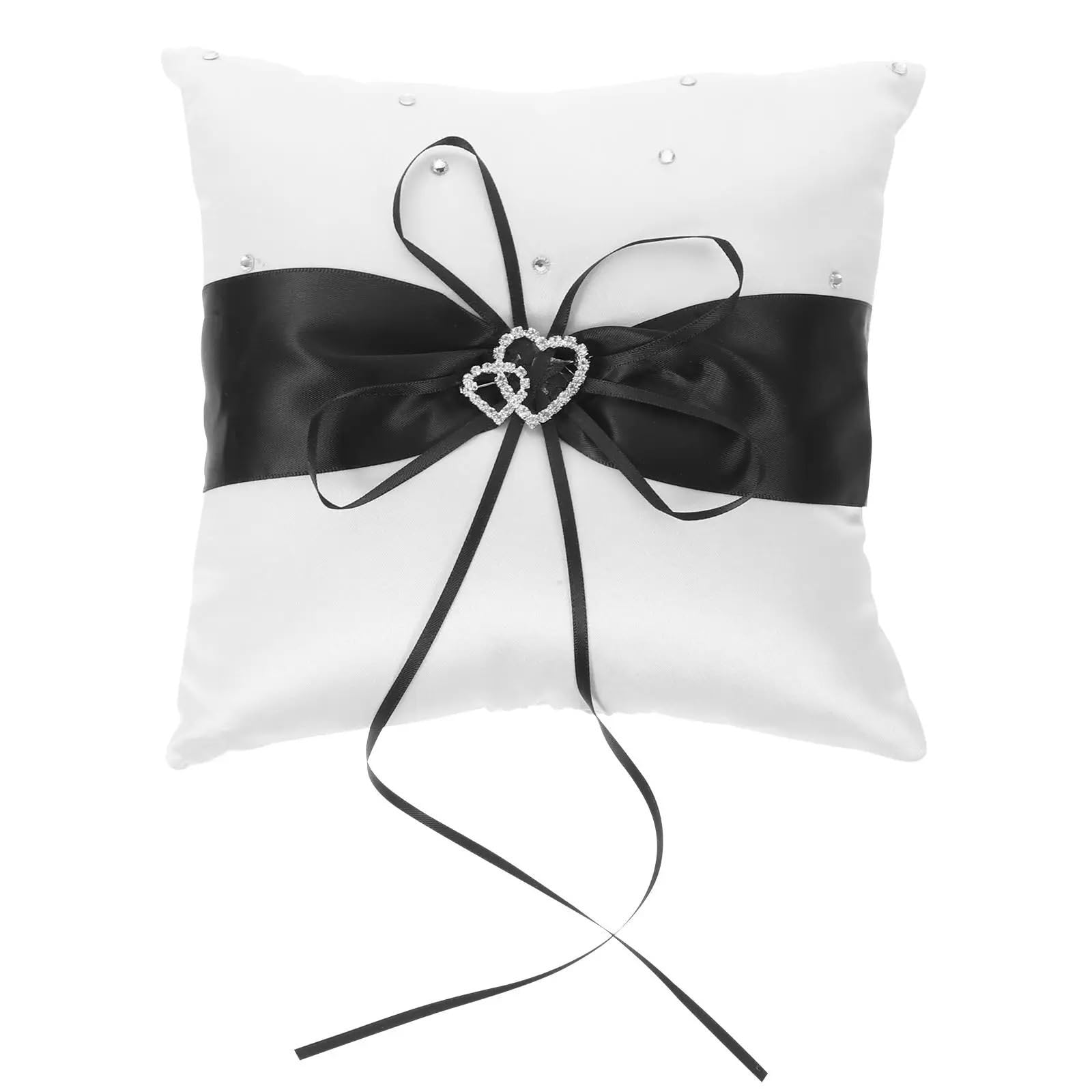 CGRSDSD Ring Bearer Pillow Wedding Ring Pillow Black Bride Lace Ring Cushion
