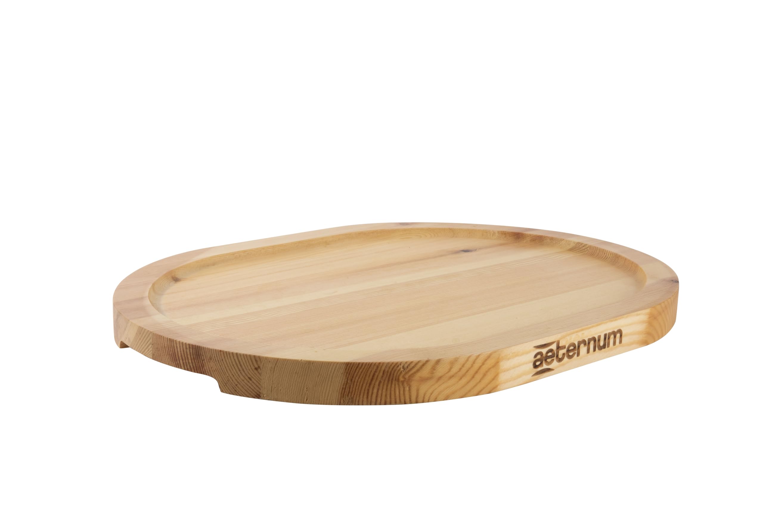 Aeternum, Ghisa Viva, Grill in Ghisa Ovale con Base in Legno, Diametro 36x26 cm, Adatto all'Induzione, Adatto al forno, Nero/Rosso, Antiaderente