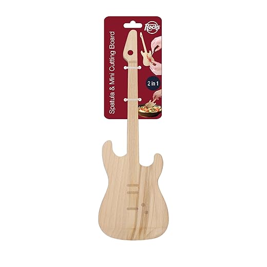 Winkee Rocks Mini Gitarren Schneidebrett - Das rockige kleine Schneidbrett in E-Gitarren Form | Cutting board für Gemüse | Ideal als Spatula | Hochwertig | Musiker Geschenk