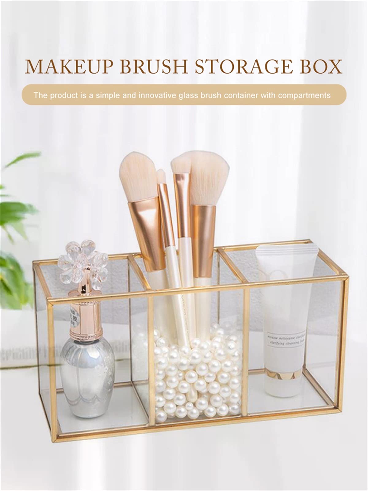 Prodotti per la casa Scatola di immagazzinaggio della spazzola di trucco di vetro trasparente della spazzola di lusso dei cosmetici del contenitore del contenitore del contenitore del contenitore del