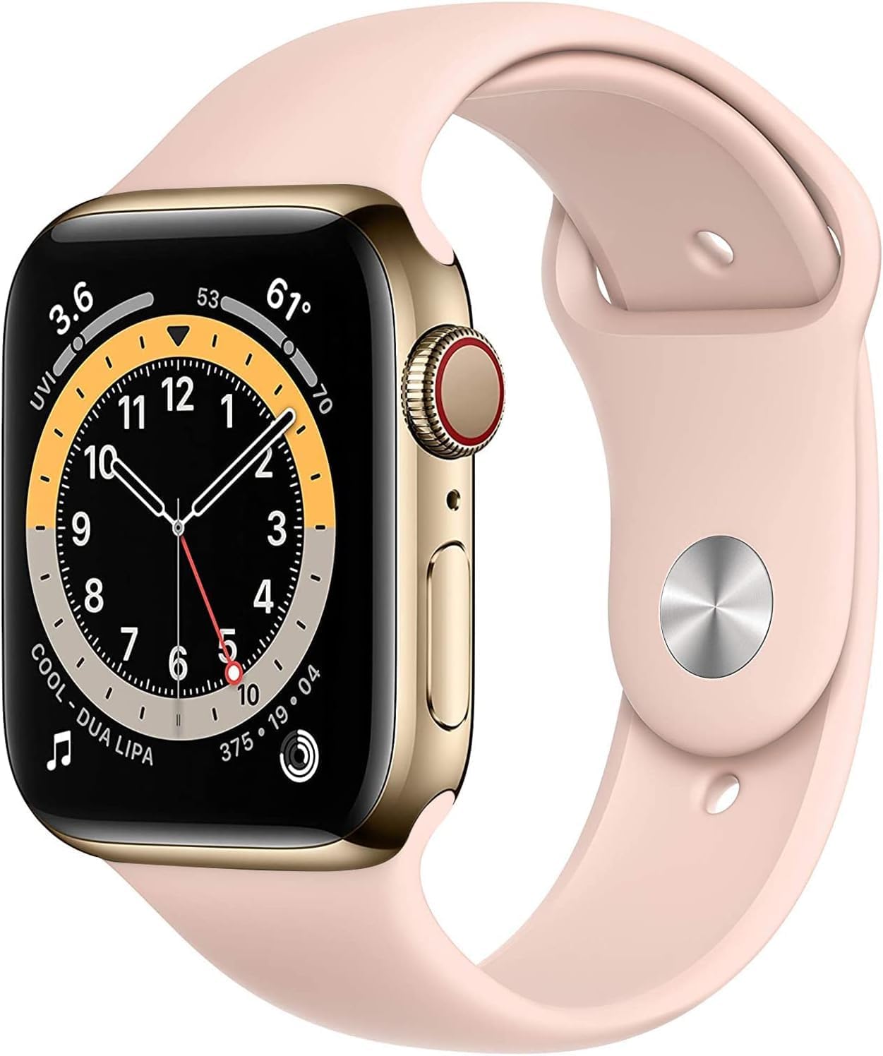 Apple Watch Series 6 (GPS, 44mm) - Gold Stainless Steel Case with Pink Sport Band
