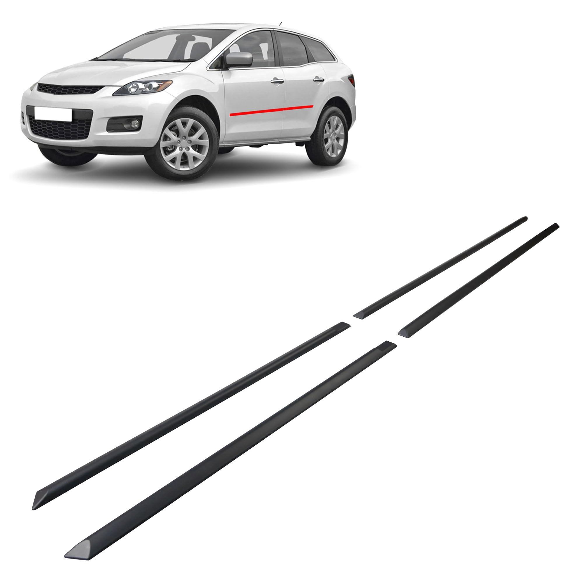 CHROMEMASTER | Listwy boczne drzwi | Kompatybilne z Mazda CX-7 2006-2009 | Poliuretan, Kolor Czarny | Listwy Boczne Zabezpieczają Drzwi Samochodu Przed Uszkodzeniem