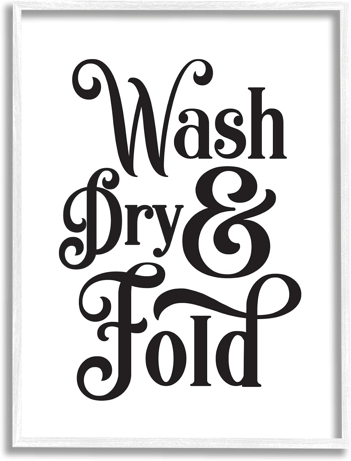 Stupell Industries Laundry Wash Dry & Fold Phrase Minimal, Designed by Lettered and Lined Wall Plaque, White