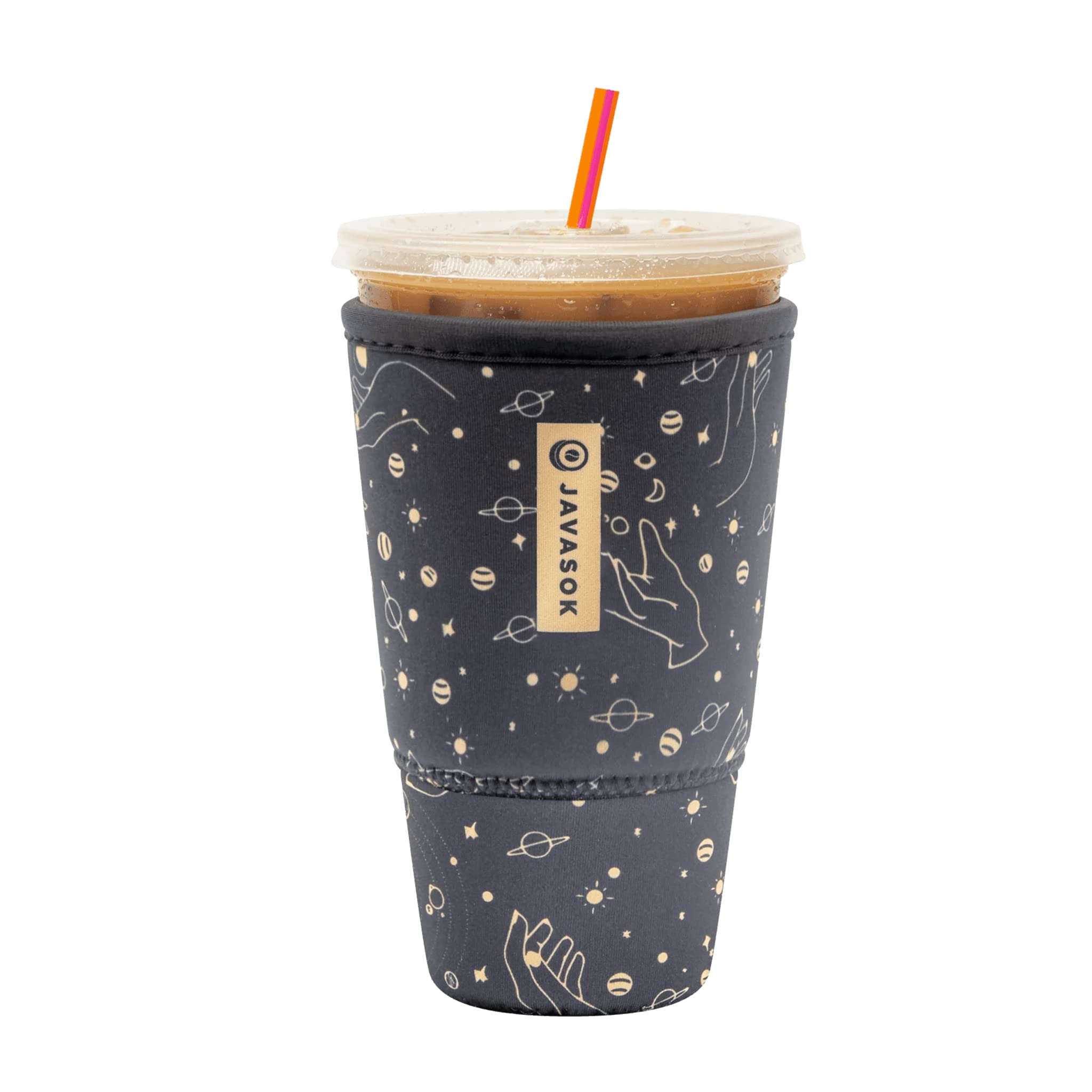 Sok It Java Sok Iced Coffee & Cold Soda Insulated Neoprene Cup Sleeve (Black & Gold Solar, XLarge: 38-42oz)