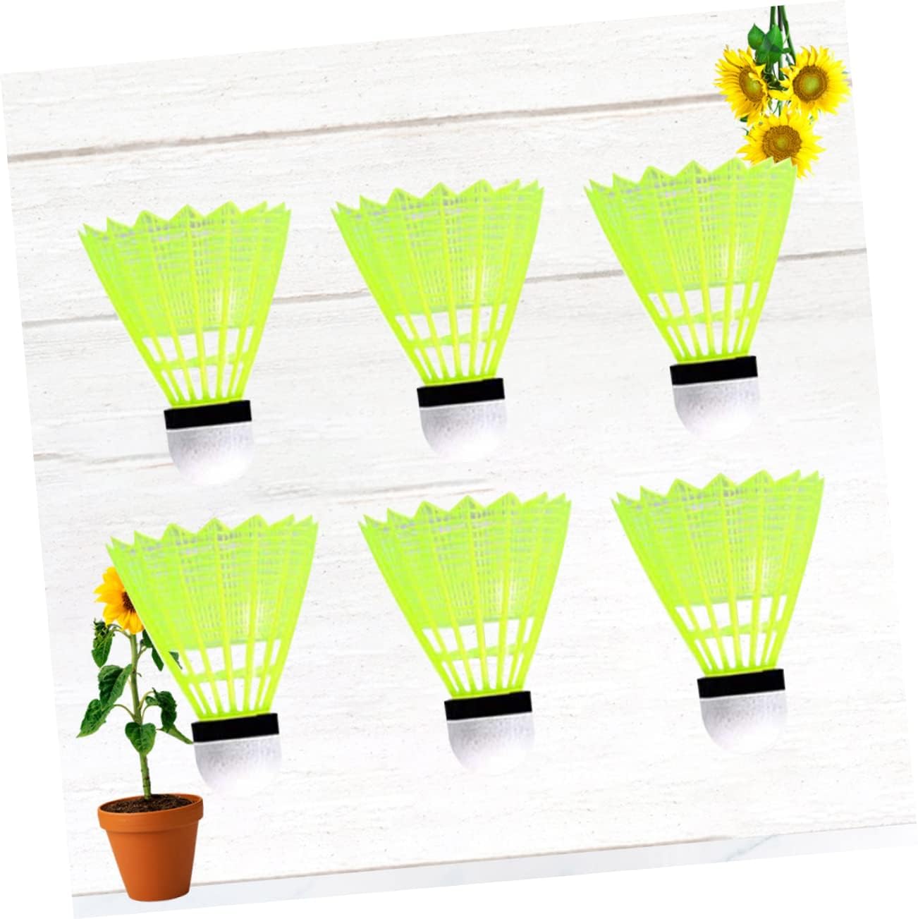 6pcs Outdoor Badminton Shuttlecocks Rounded Cork Tip for Racket Cleaning for School and Sports Activities