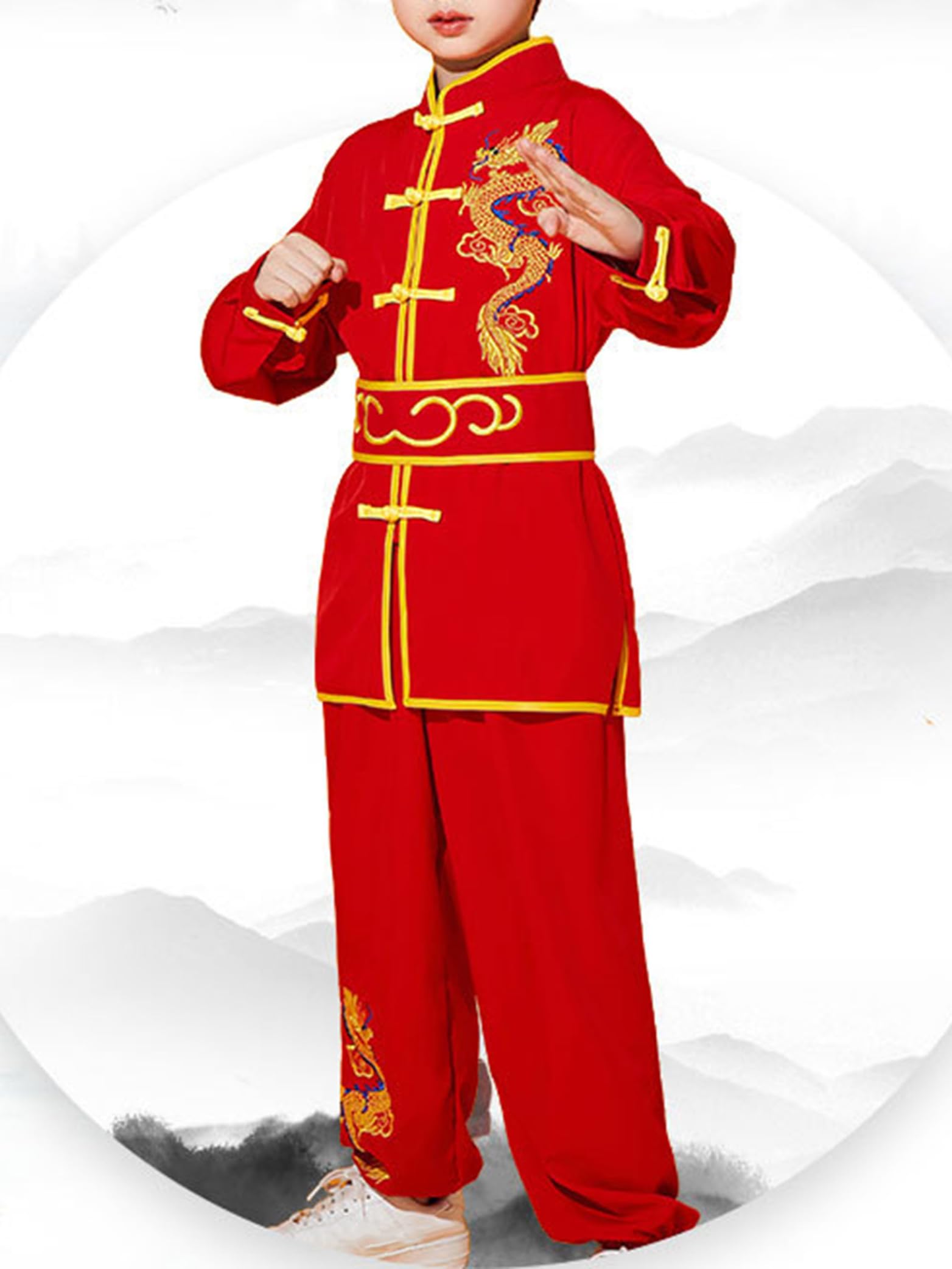 Jhaoyu Dziecięcy chiński mundur Kung Fu dla chłopców, tradycyjny strój Tai Chi Wushu, do sportów walki, zestaw odzieży sportowej, dresy