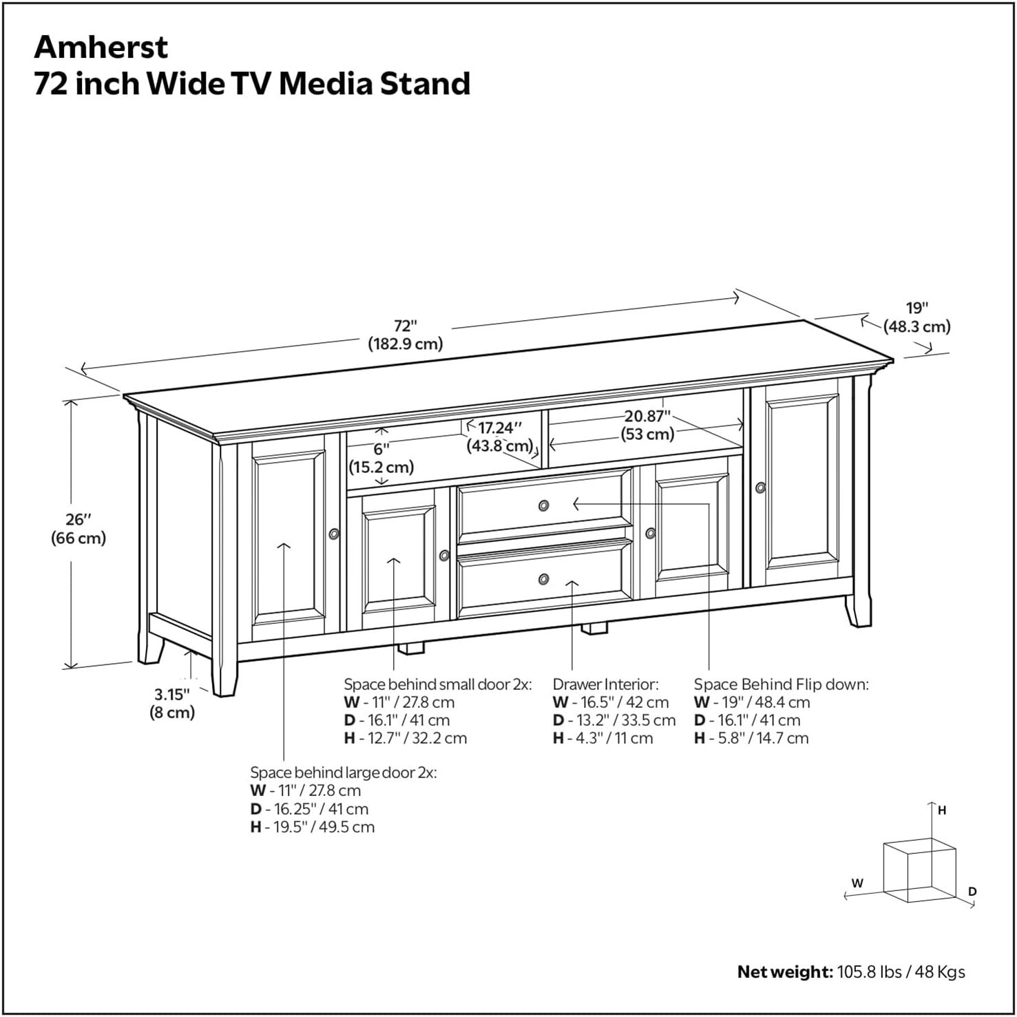 SIMPLIHOME Amherst TV Stand - 72 inch Wide Solid Wood Media Console in Mocha Brown, Transitional Entertainment Center for Living Room for TVs up to 80 Inches with Shelves and Cable Management