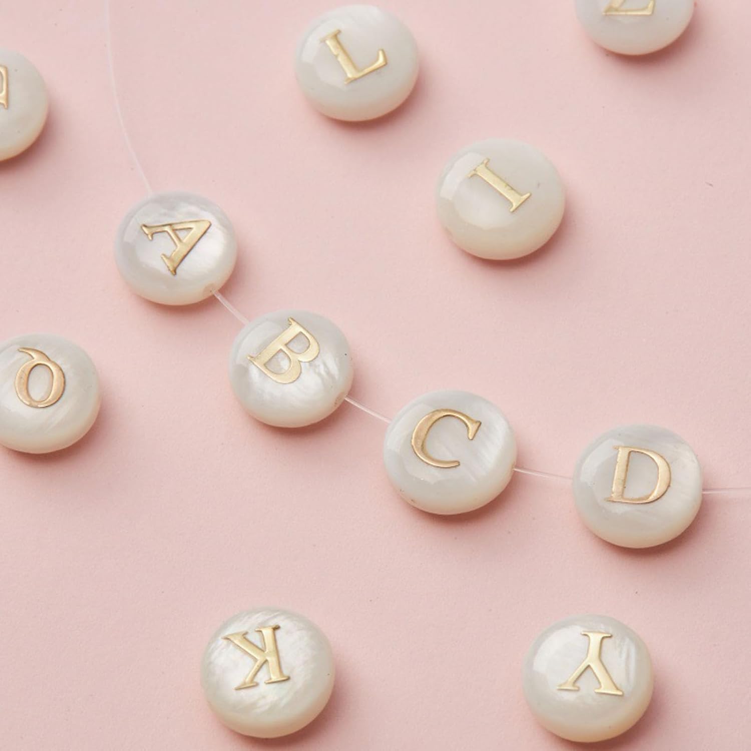 26pcs 8mm Letter Freshwater Shell Beads Alphabet A-Z Beads Flat Round Summer Seashell Loose Spacer Letter Shell Charms Initial Bead Friendship Bracelet Bead for DIY Jewelry Making - Image 5