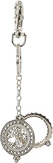 Tree of Life 4X Magnifying Glass Sliding Top Key Chain (Silver Tone)