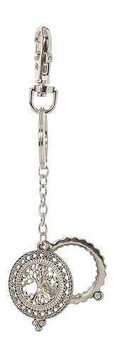 Tree of Life 4X Magnifying Glass Sliding Top Key Chain (Silver Tone) - Silver Tone