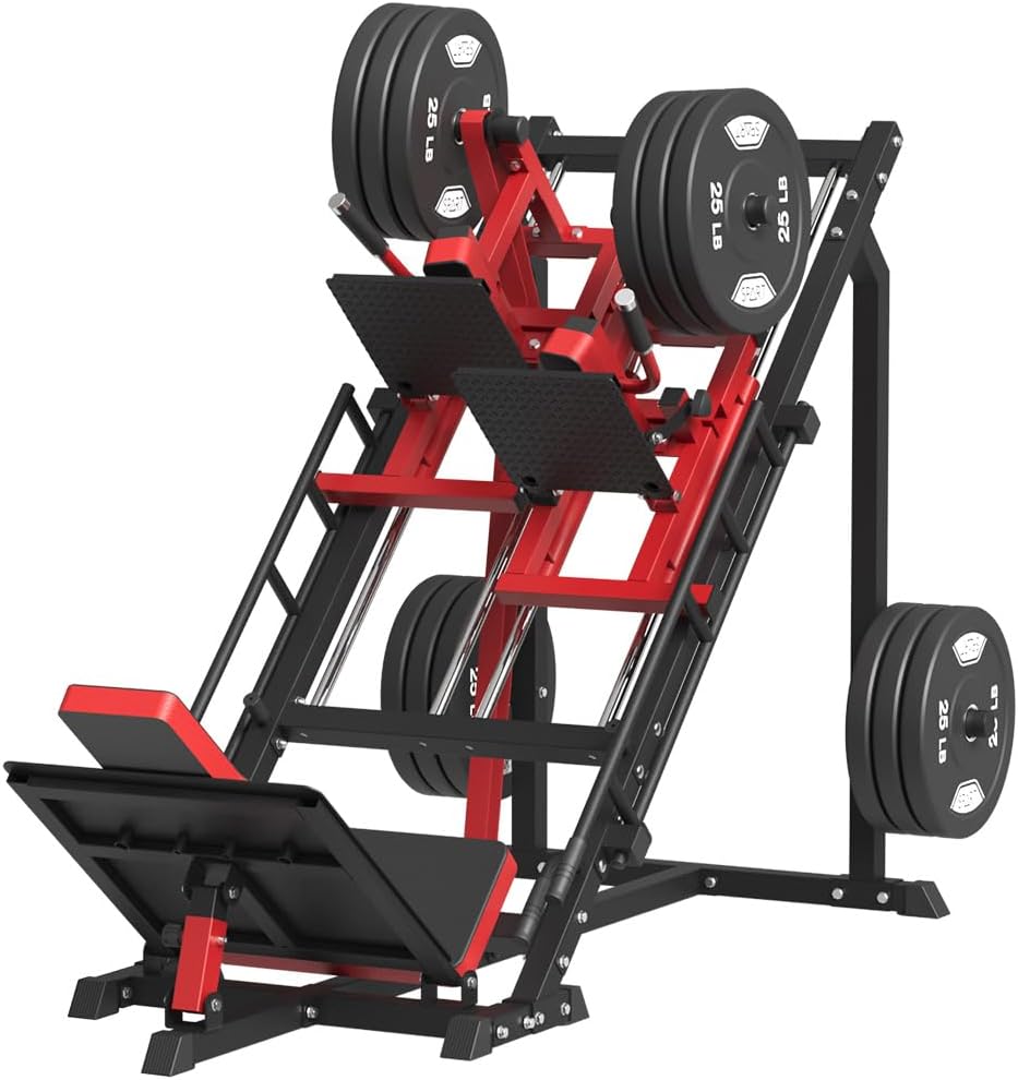SPART 5-in-1 Leg Press Hack Squat Machine, Iso Leg Press Machine with Linear Bearing, Adjustable Hack Squat with Calf Raise, Commercial Leg Exercise Machine with Weight Storage & Band Pegs