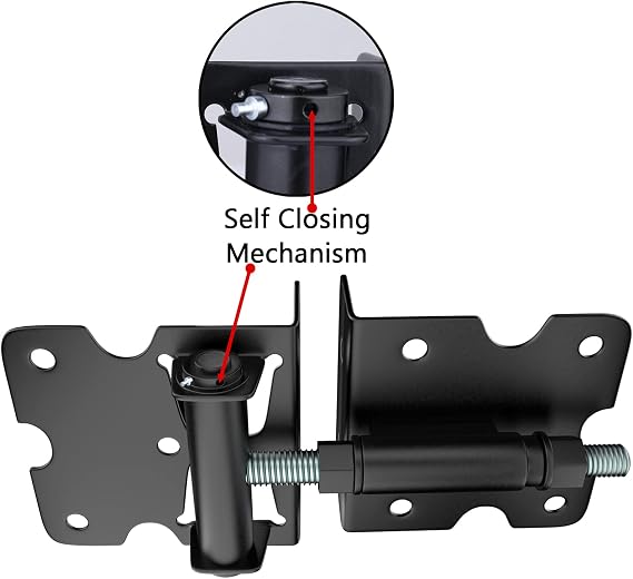 Self Closing Gate Hinges, Heavy Duty for Vinyl/Wood/Metal Fence, Pack of 2, with Slef-Tapping Screws and Adjuster Tool
