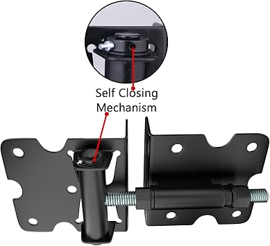 Self Closing Gate Hinges, Heavy Duty for Vinyl/Wood/Metal Fence, Pack of 2, with Slef-Tapping Screws and Adjuster Tool