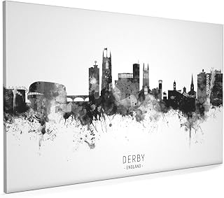 Derby England Skyline Box Canvas Print with City Name -11703