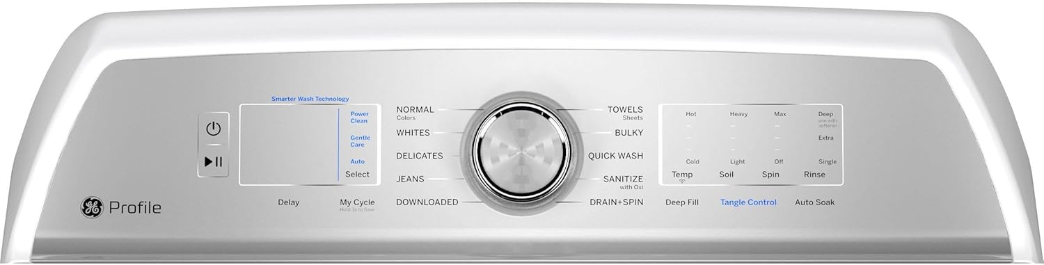 GE Profile PTW605BSRWS 4.9 Cu. Ft. White Washer with Smarter Wash Technology and FlexDispense