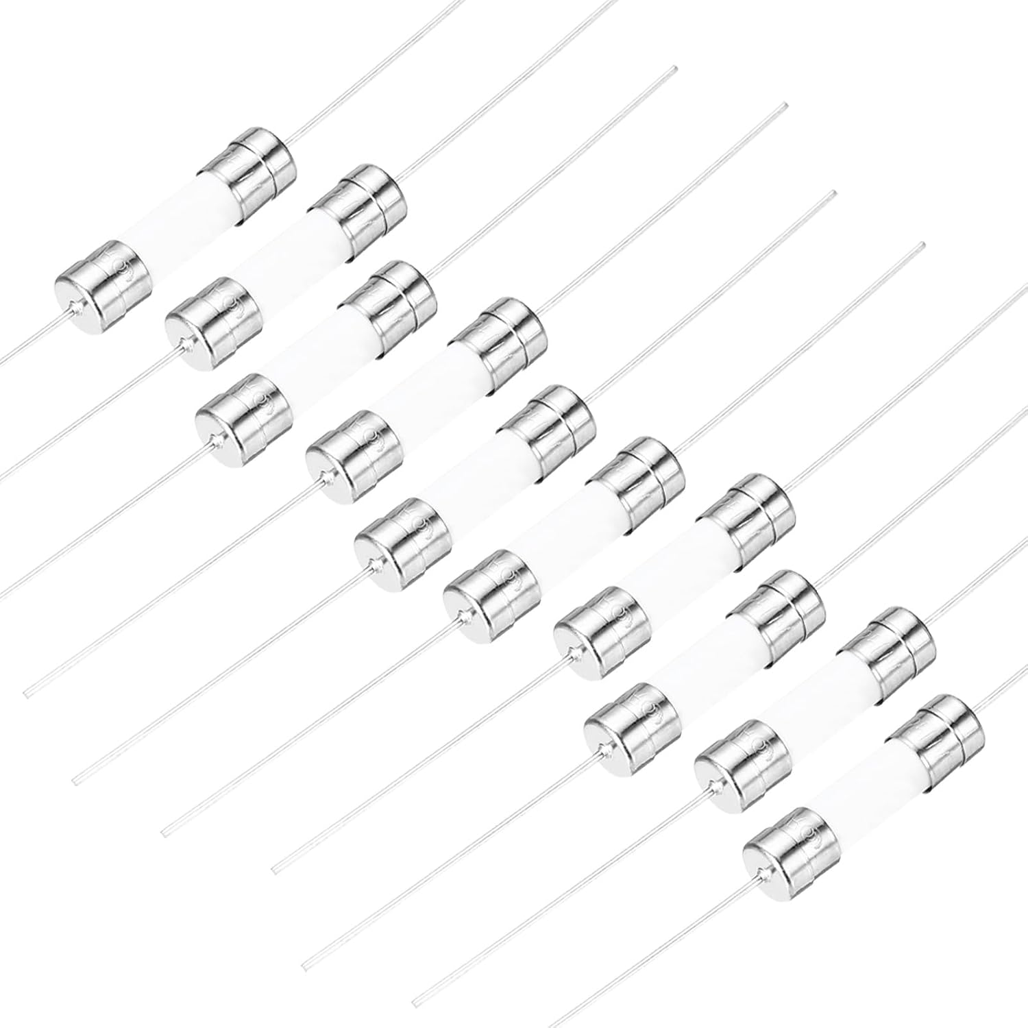 QUARKZMAN 10 шт. керамических предохранителей 20 А, 5 x 20 мм, тонкостенные, срабатывание 250 В, с проводом, белые.