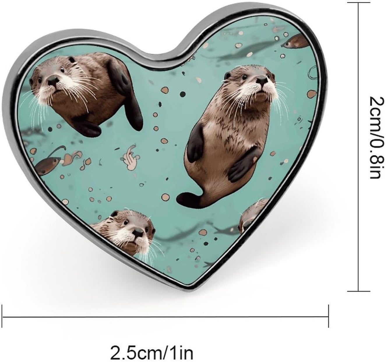 Otters Heart Badge Lapel Pin for Bag Hat Backpack image 2