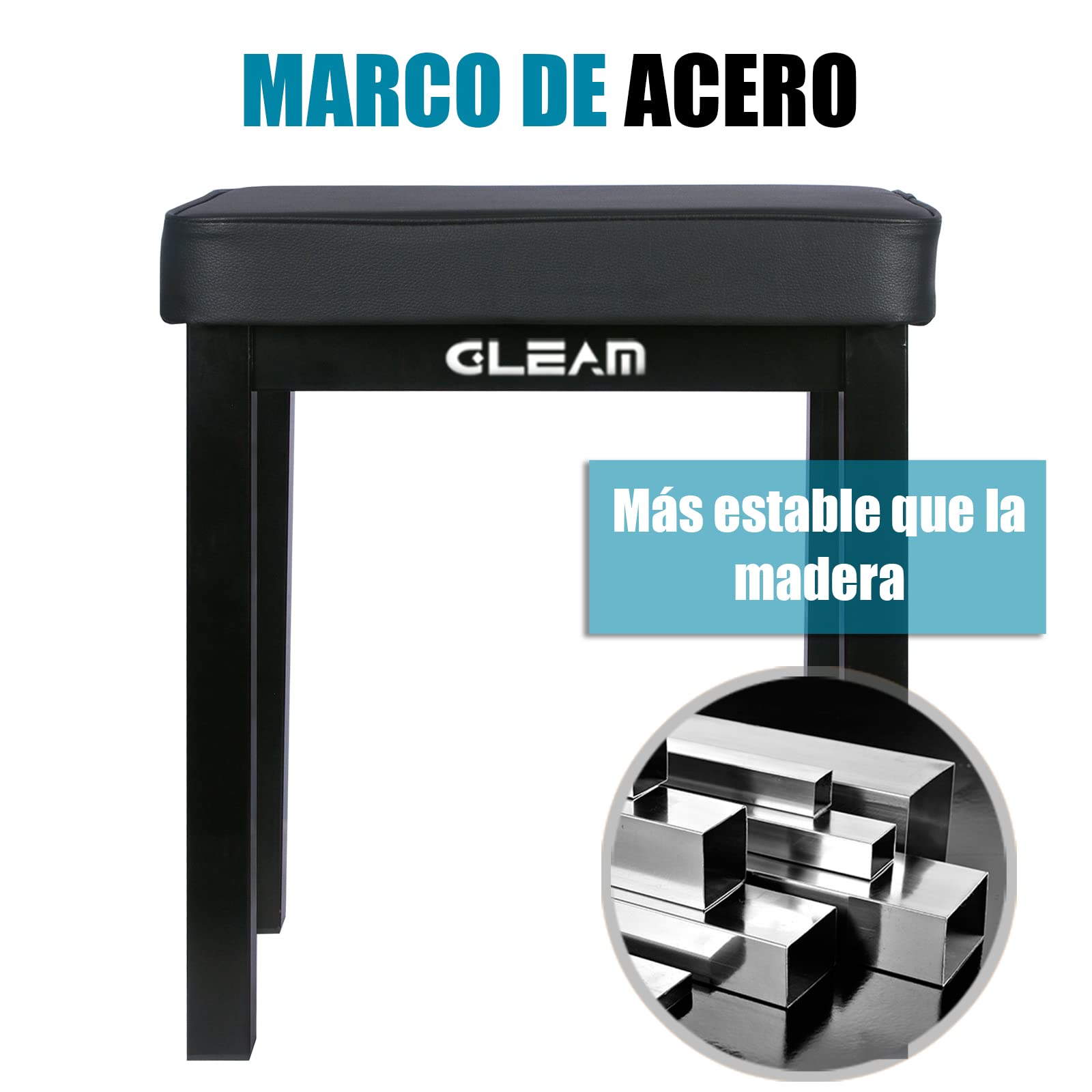 GLEAM Banco de Piano - Banco de Teclado Acolchado para niños o de un Solo Uso