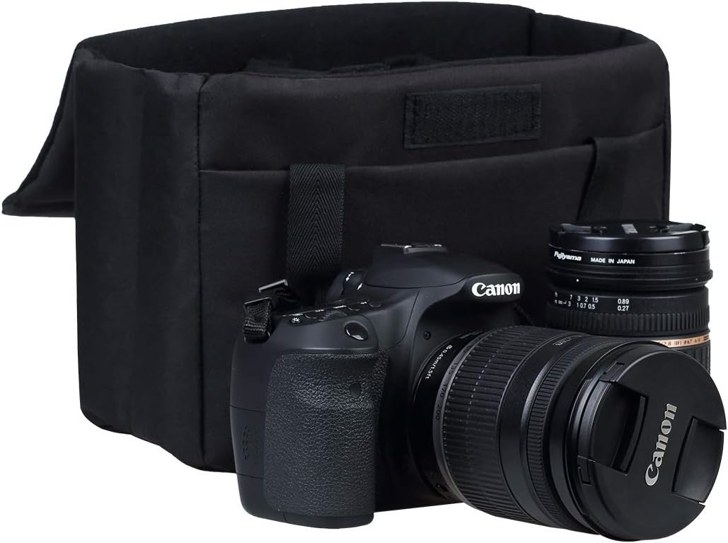 BOMKEE Camera Inserts Lens Padded Insert Liner DSLR SLR Protective Bag Camera Cube Roomy Case Waterproof Foldable pouch for Camera Lens Accessories Sony Canon Nikon Olympus (Black) - Image 7