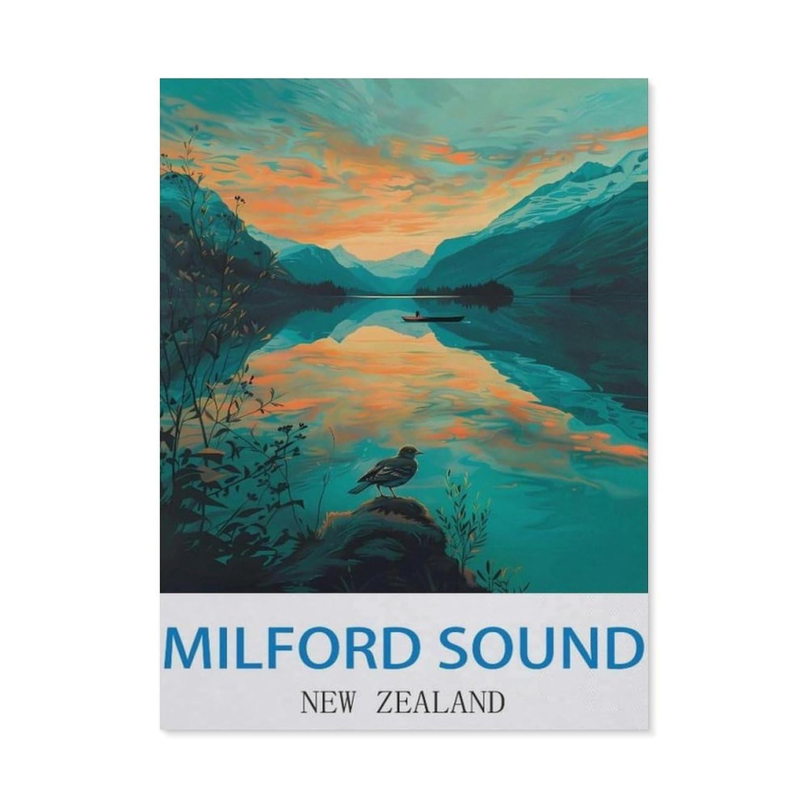 Beayodkp （30 X 40 Cm/11.81 X 15.74 Inches） 5D Diamond Painting Kits，Milford Sound New Zealand，Diy Rhinestone Embroidery Set Paint With Diamond Art By Number Kits Cross Stitch Home Wall Craft Decoration-Ci74