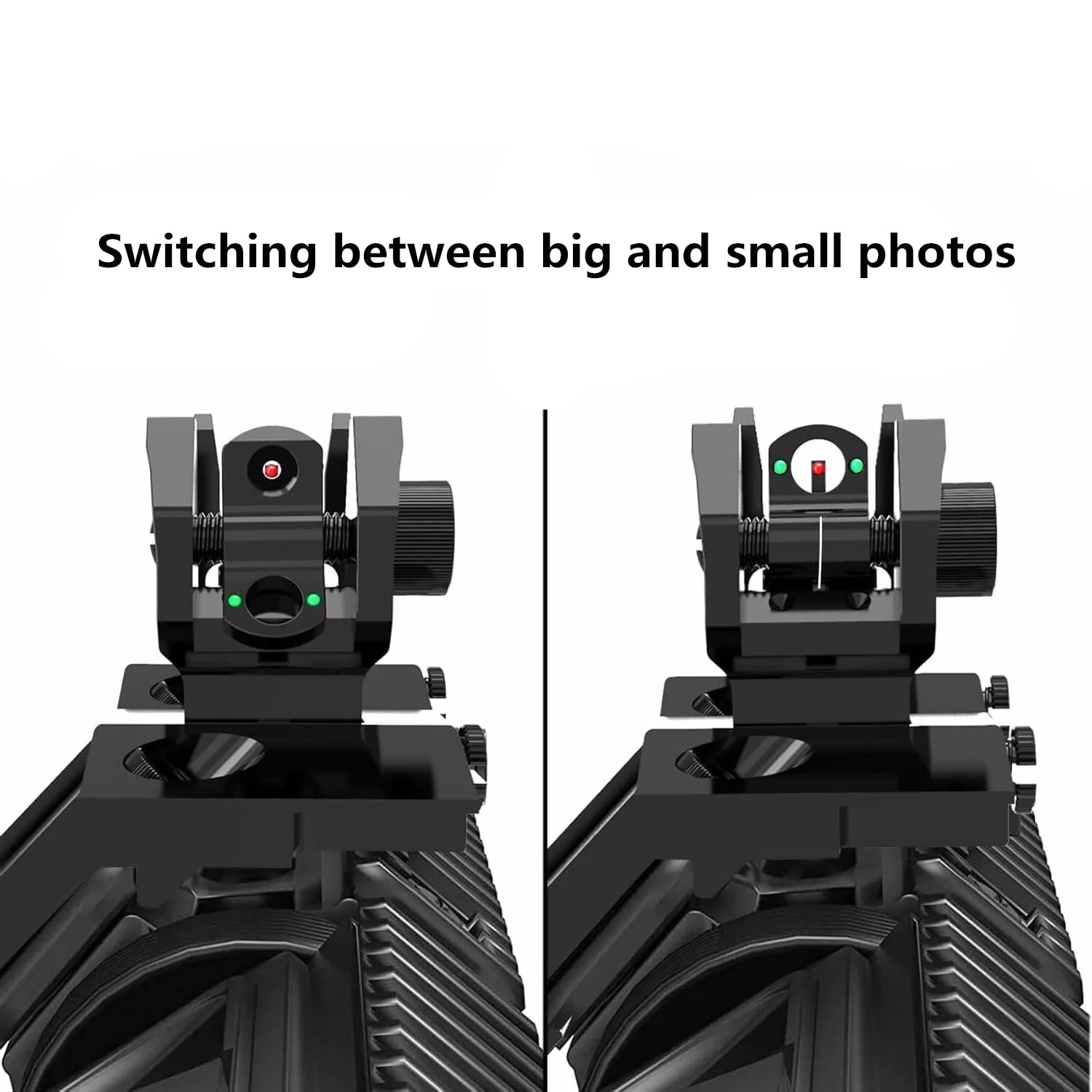 45 Degree Flip Up Offset Manual Adjustment Front Rear Red Green Fiber Optics Sights Offset Rapid Transition Backup Iron Sight for Rifle Scope Tactical