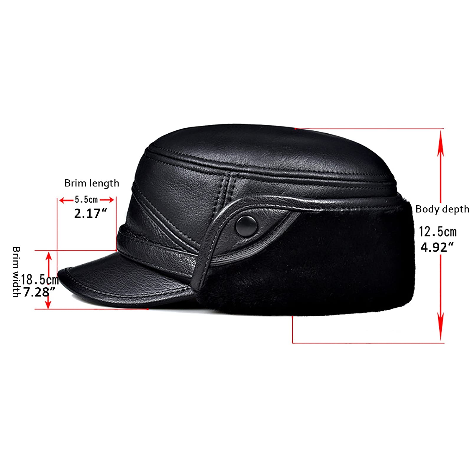 G&F Cappelli Aviatore Pelle Uomo Cappello Bomber con Paraorecchie Trapper Berretto Tieni Caldo l'inverno Cappellino Baseball