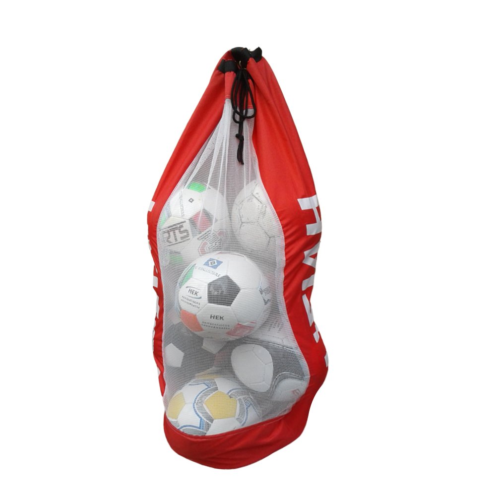 4 6 8 12 Balls Heavy Duty Football Bag Soccer Ball Holder Shoulder Strap Training Bags (RED-Bag, 12)