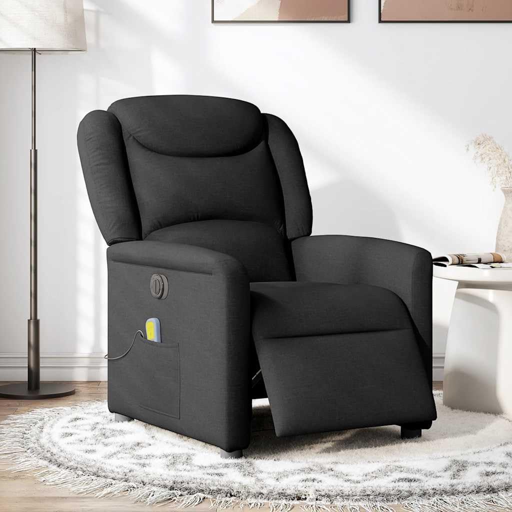 Poltrona massaggiante elettrica nera, 78 x 95 x 100 cm, con funzione sdraiata, massaggio vibrante a 6 punti e telecomando per soggiorno, ufficio, camera da letto