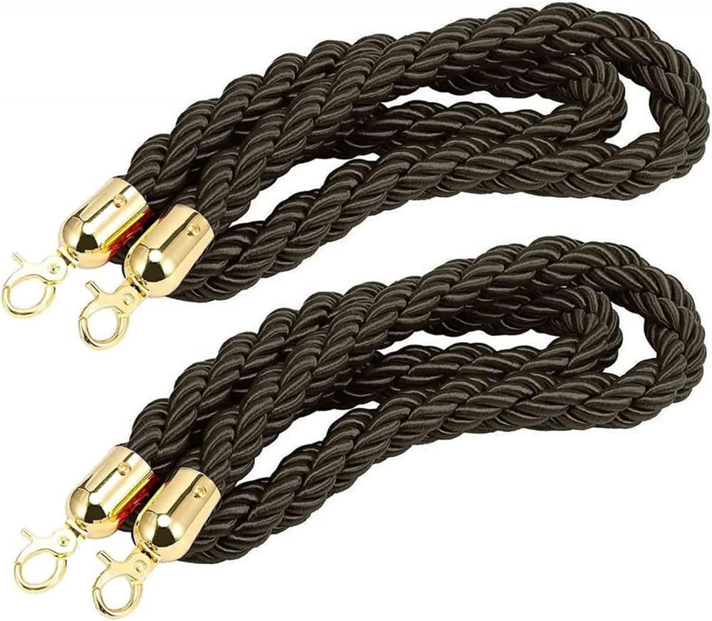 Corde de contrôle des foules en velours avec crochets chromés dorés pour hôtels