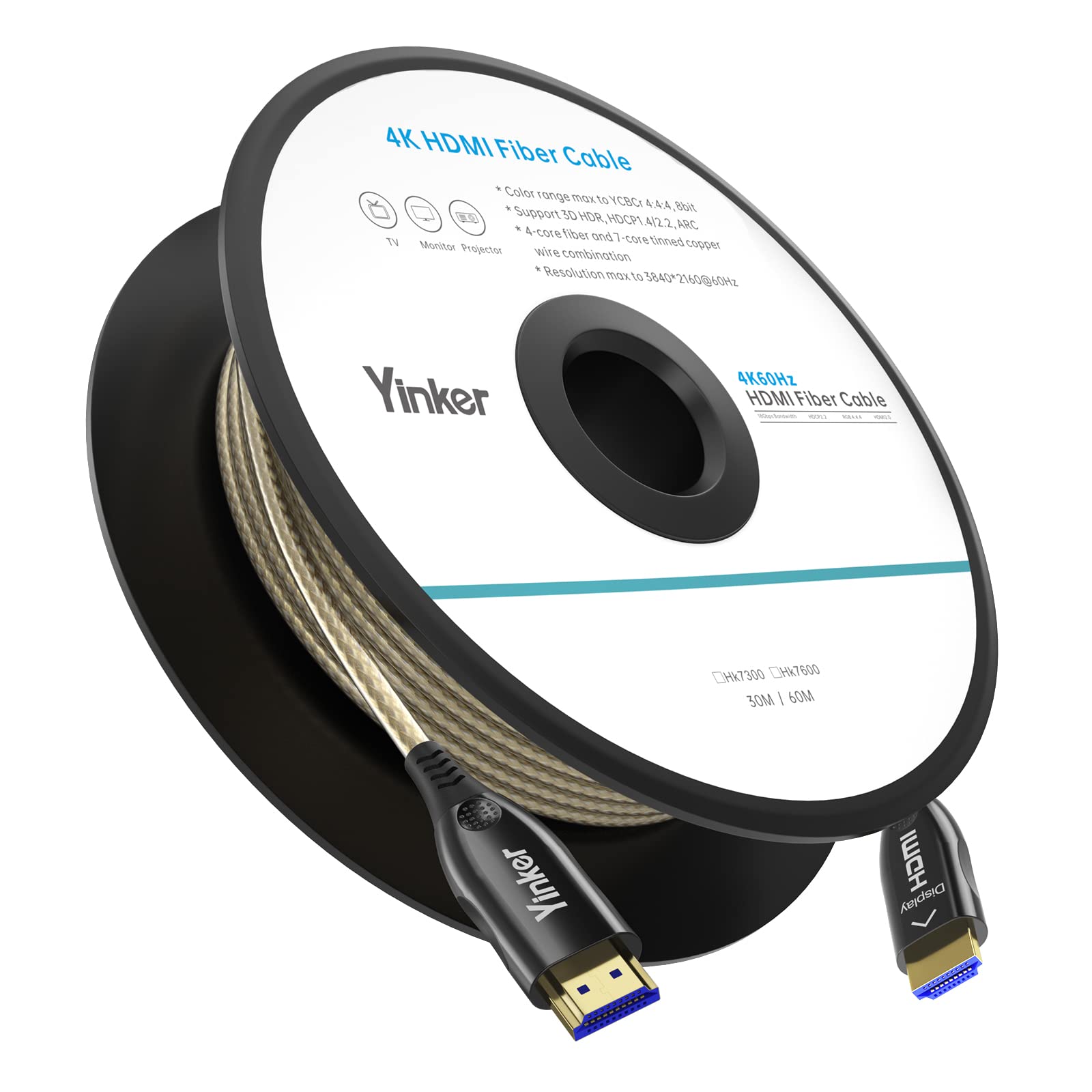 Yinker 4K 60Hz Fiber Optic Hdmi cable 30m/100ft