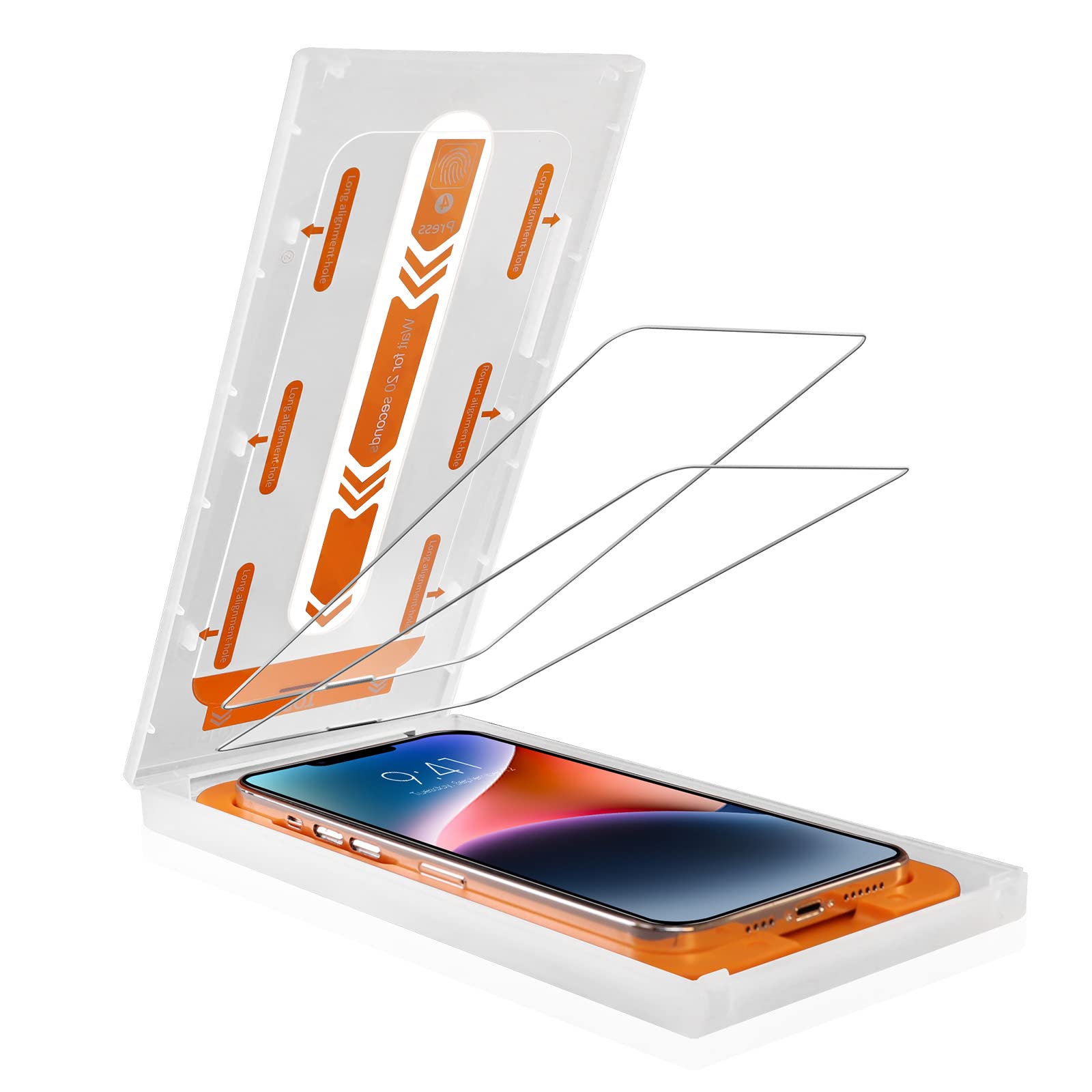 Meidom Screen Protector for iPhone 14, with [Auto Dust-Elimination] Installation Kit, Bubble Free and Full Coverage Tempered Glass Compatible with iPhone 14/13/13Pro, 2 Pack, 6.1"