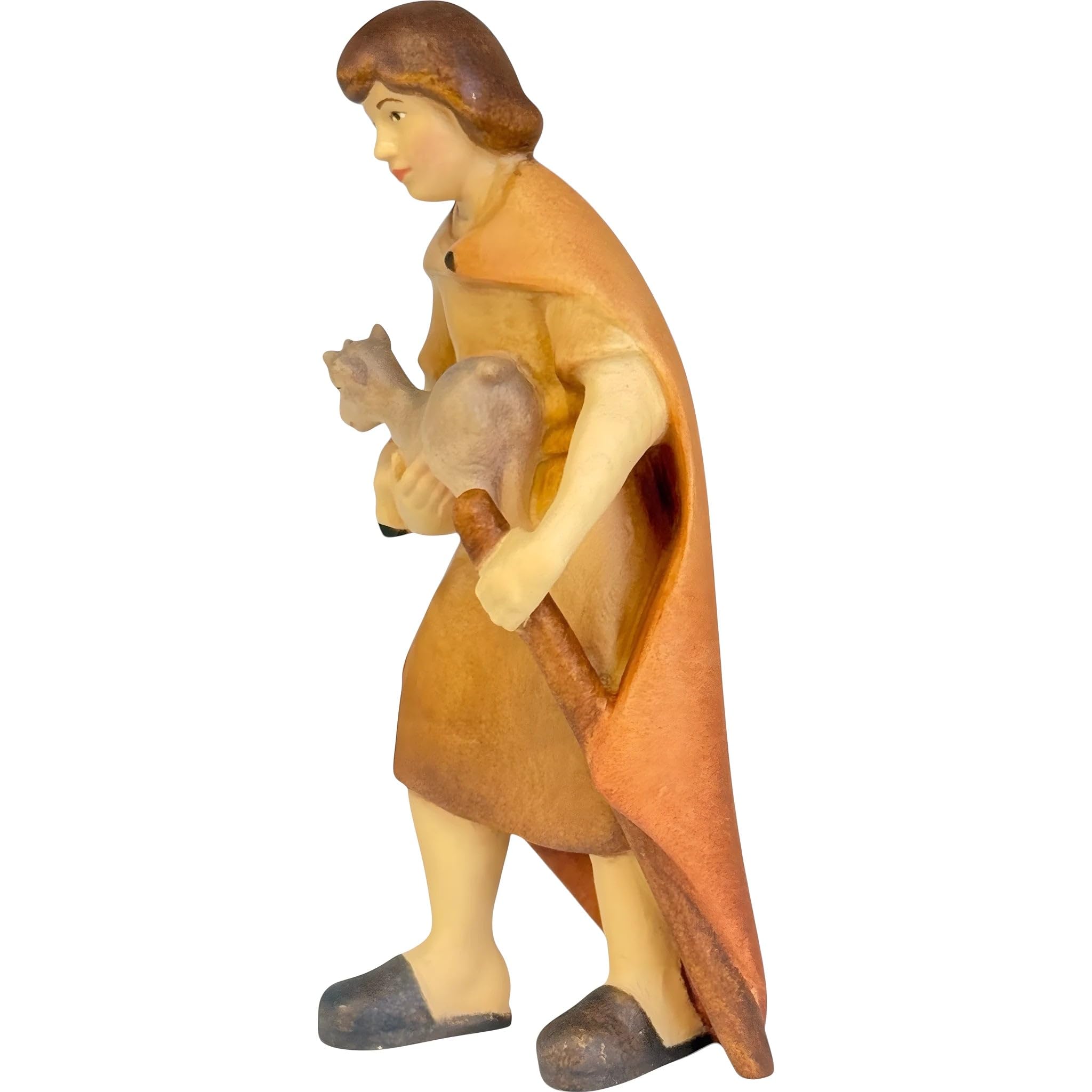 Dolfi figurka pasterska z kozą do szopki 10 cm | Ręcznie barwione drewno w Val Gardena | Figurka szopki