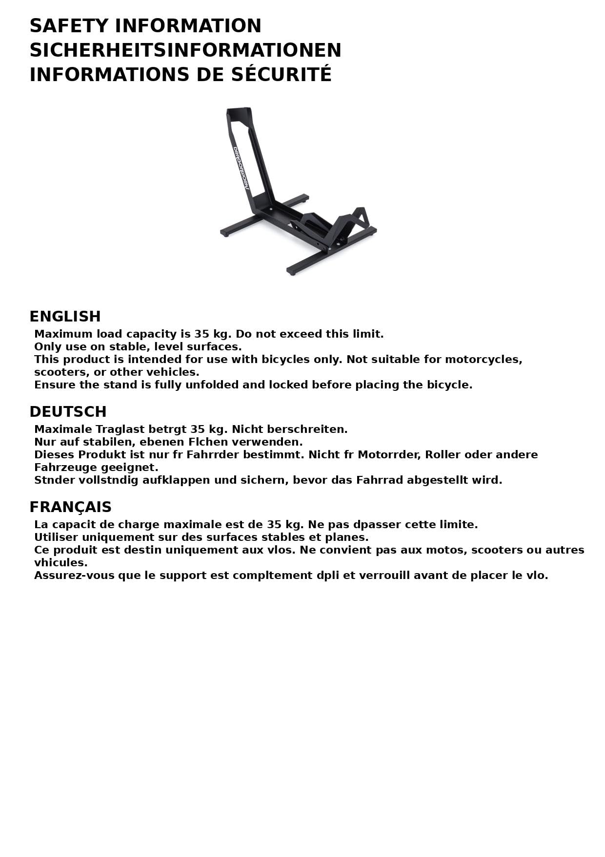 DRAGONWORKS RAID Supporto Bicicletta, cavalletto bici da terra per MTB, e-bike, gravel e bici da corsa 26–29", supporto bici stabile per garage, manutenzione e parcheggio, fino a 35 kg