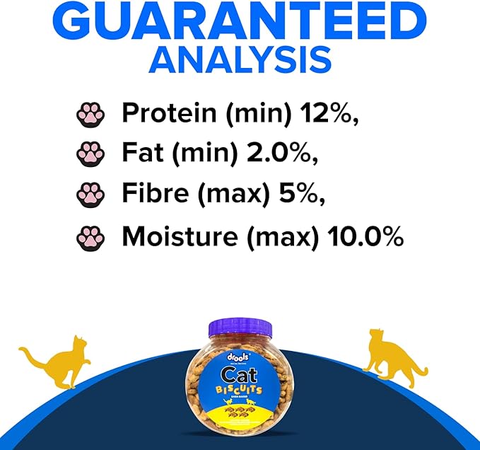 Drools Cat Biscuits, Real Chicken, 400 Gm | Oven Baked, Crunchy, No Artificial Ingredient, High In Nutrition, Prevents Tartar Build-Up | Train & Build Bonds | For Kitten & Adult Cat
