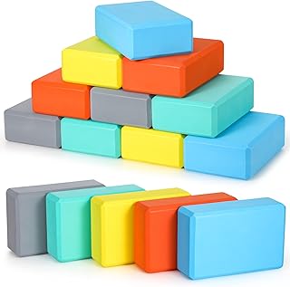 Leitee 15 Pcs Yoga Blocks Yoga Foam Exercise Blocks EVA Foam Yoga Blocks High Density Yoga Brick Foam Blocks Yoga Brick Foam Blocks Non Slip Surface for Exercise Pilates General Fitness and Workouts