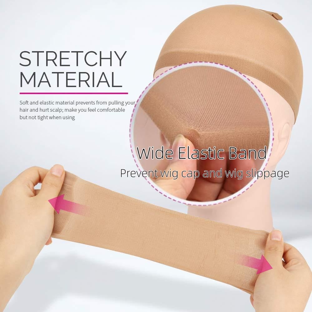 SDXCJY Premium Latex Bald Cap Set with 2 Elastic-Fit Mesh Wig Liner Realistic Skin-Color Bald Head Cover Ideal for Cosplay, Halloween, Theatrical Makeup & Fancy Dress Parties (One Size) - Image 3