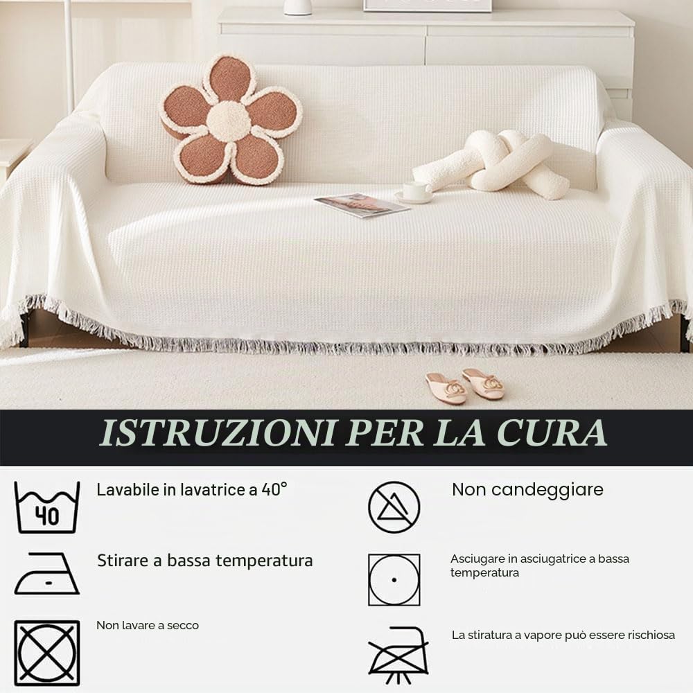Highdi Telo Copridivano, Copri Divano con Frange Decorative, Copridivano AntiGraffio Gatto Protezione per Mobili e Divano, Copridivani 1 2 3 4 Posti (180x340cm,Verde Salvia)