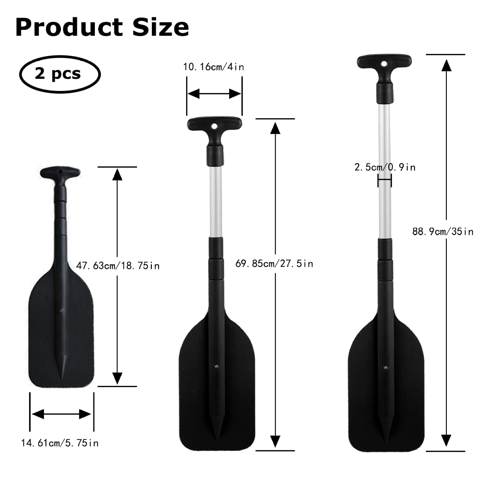 Remo telescópico para kayak 2 piezas con cuchillas de plástico mango en T