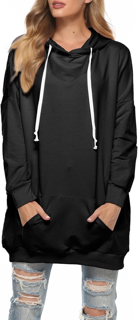 Famulily Womens Oversized Hoodie Extra Long Hooded Tunic Sweatshirt with Pockets