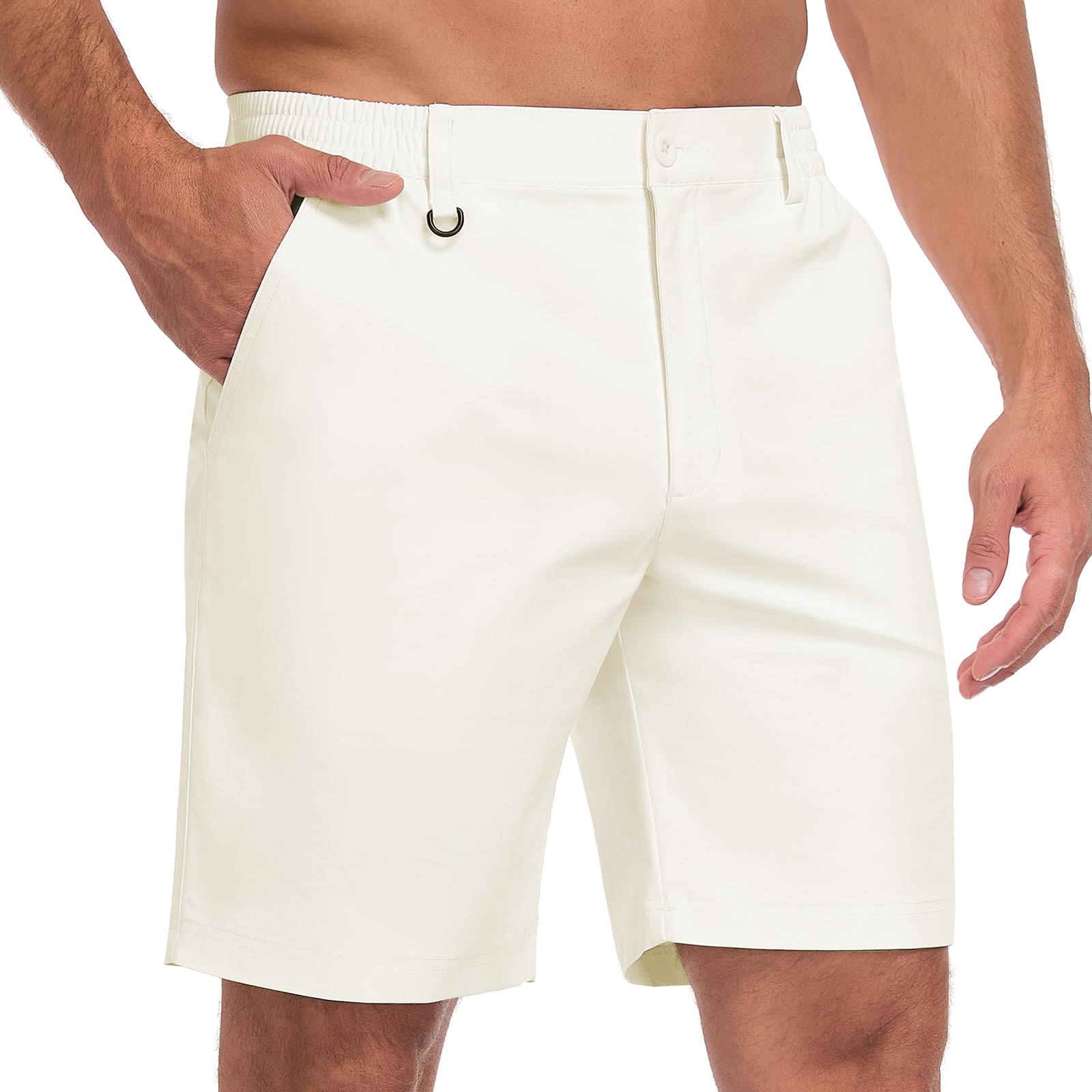 Zoofly Short de Golf pour Homme Taille élastique Short Cargo été Bermuda décontracté Coupe Classique Pantalon habillé avec Poches