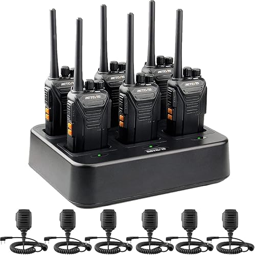 Retevis RT27 Walkie Talkies para adultos con micrófono de altavoz (paquete de 6), radios bidireccionales resistentes de largo alcance, VOX manos