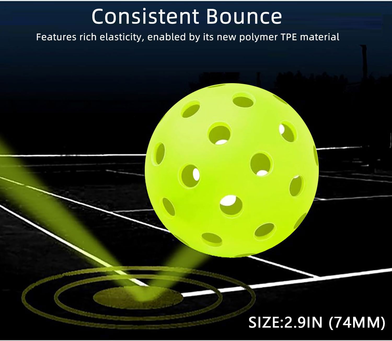 Massmot 40 Holes Outdoor Pickleball Balls, High Visibility and Bounce, All Style Pickleball Paddles & All Skill Levels (Fluorescent Green - Pack of 4)