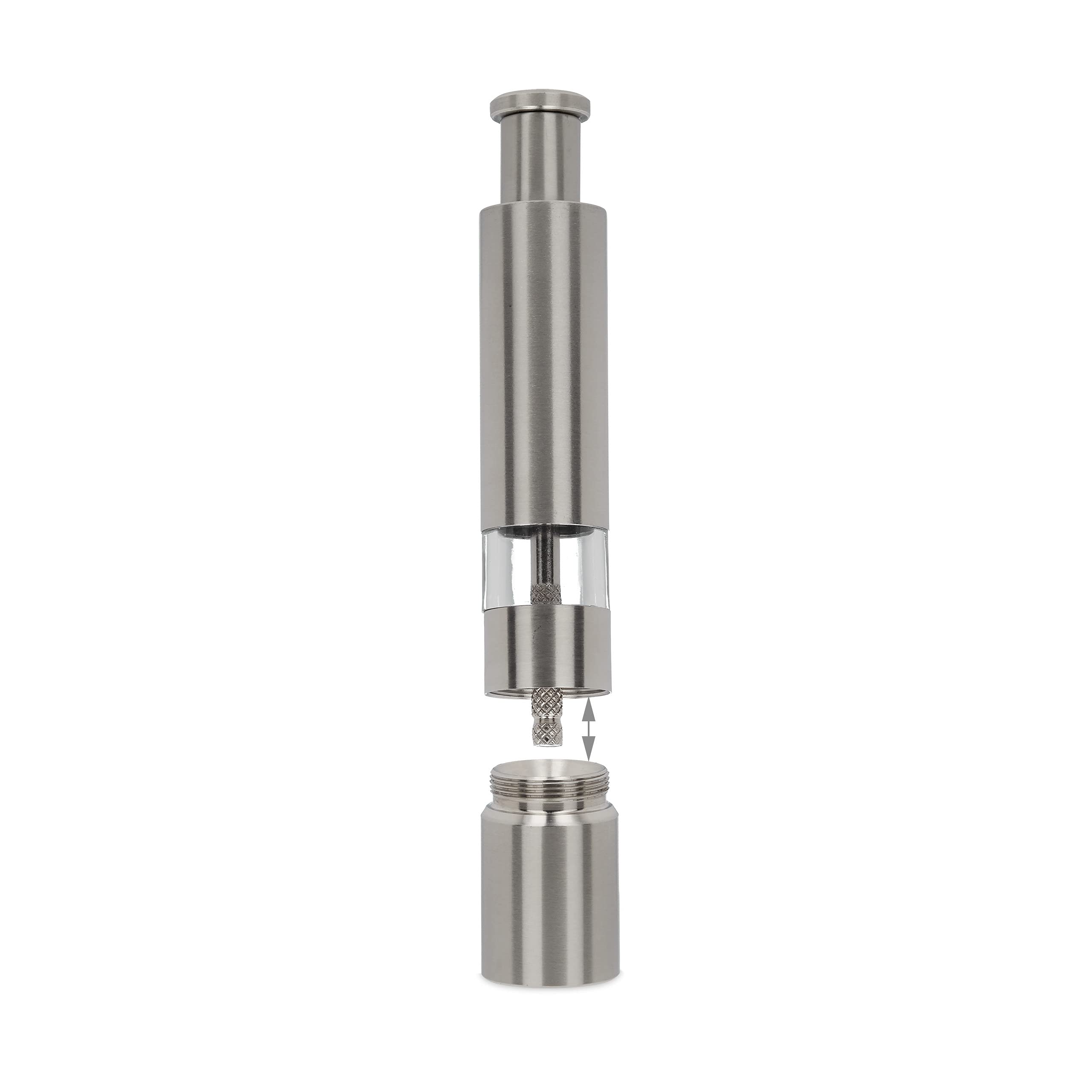 Relaxdays Set 2 macina pepe manuale acciaio inox maneggevole macinino per spezie da viaggio pressione pollice argento