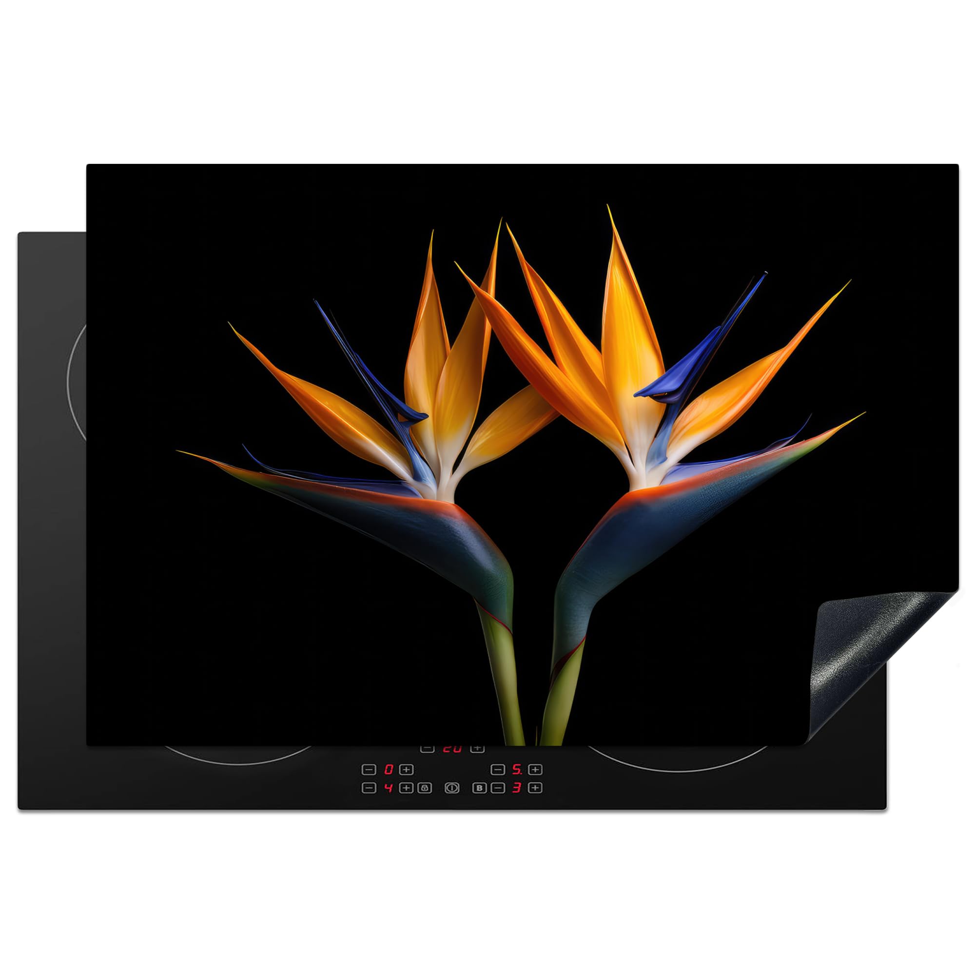 KitchenYeah© Induction Hob Protector Mat 20.5"x30.7" / 78x52 cm Cooker Top Protectors Cover Ceramic Covers Electric Hobs Vinyl Plants - Flowers - Bird of Paradise Flower - Portrait
