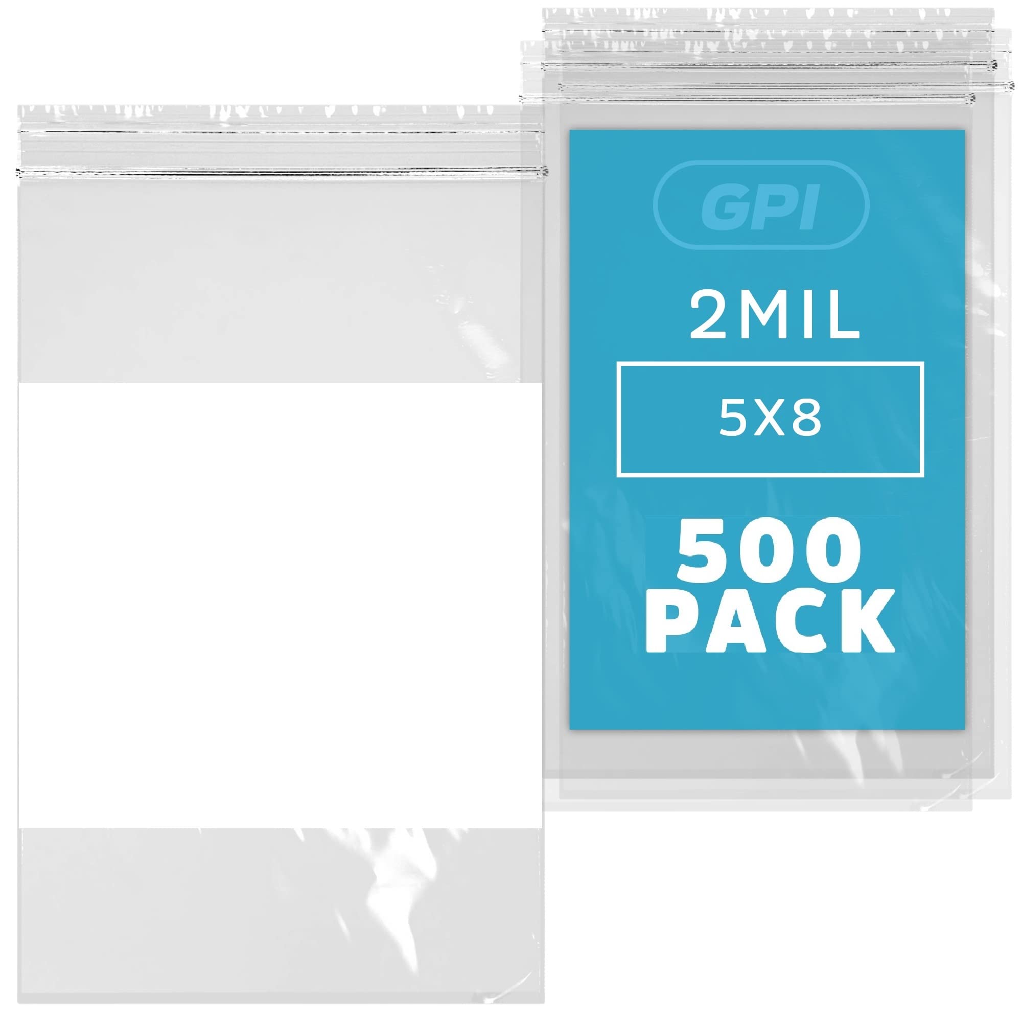 5" x 8" Zip Bags, 500 Pack, Clear Plastic Reclosable Zipper Baggies with White Block for Writing, 2.5 Mil, for Packaging & Storing Jewelry, Crafet,