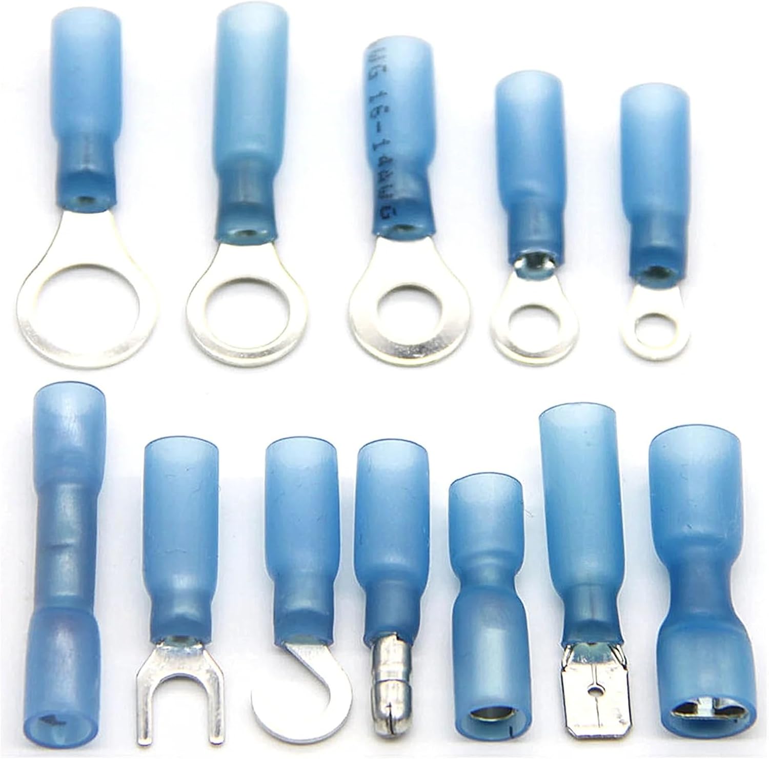 180Pcs Spade Terminals Insulated Crimp Ring Butt Spade Marine Automotive Terminals Heat Shrink Wire Connector Kit