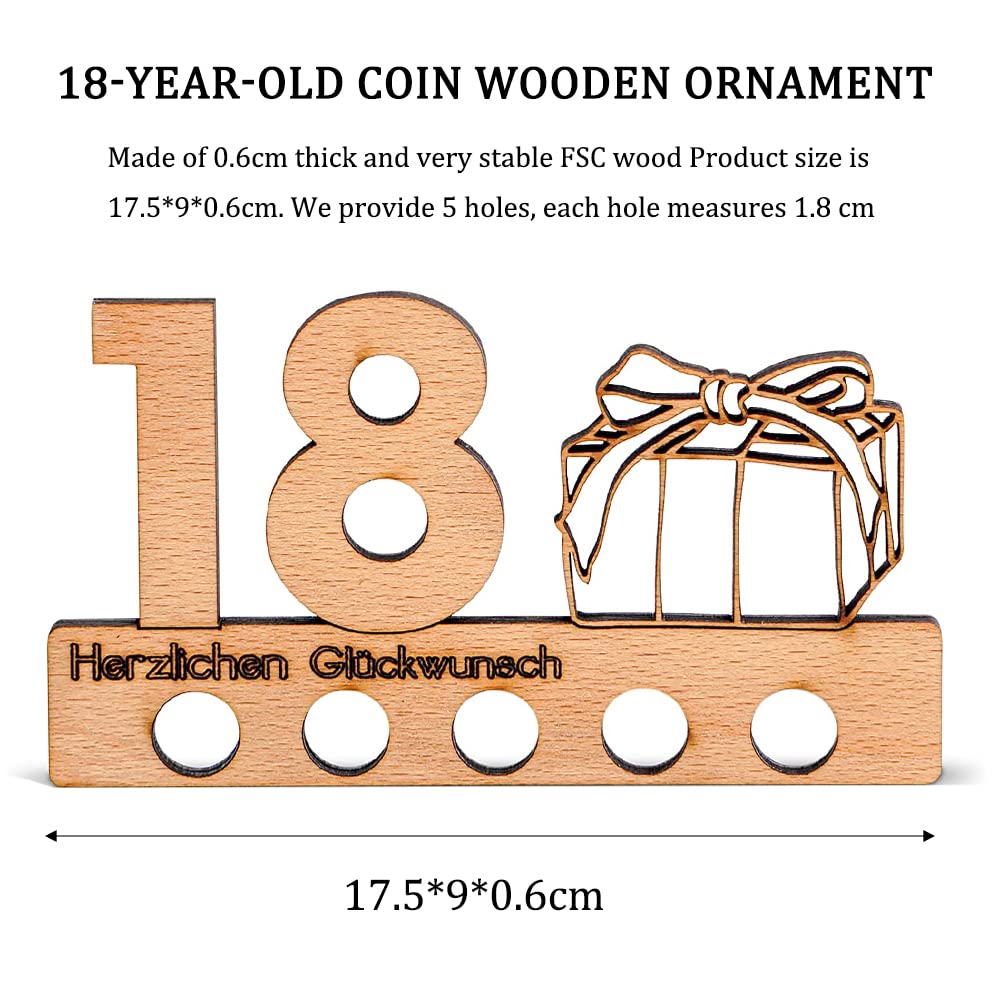 Regalo Di Compleanno 18 Anni In Legno - Targa Con 25 Fori Per Banconote O Messaggi, Decorazione Libro Degli Ospiti - 4